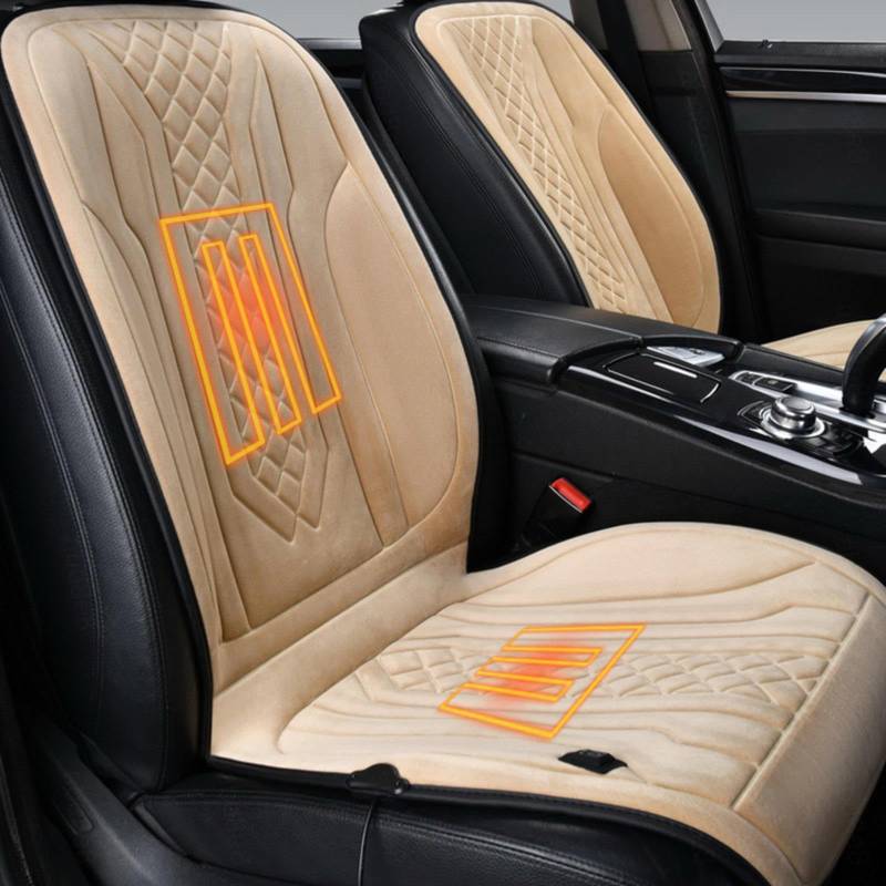 ErZhuiZi Auto Sitzheizung 12v Auflage Doppelt Sitzauflage Heizung Auto 12v Sitzheizung Nachrüsten Auto Cars Sitzauflage mit Heizung,beige-2seater von ErZhuiZi