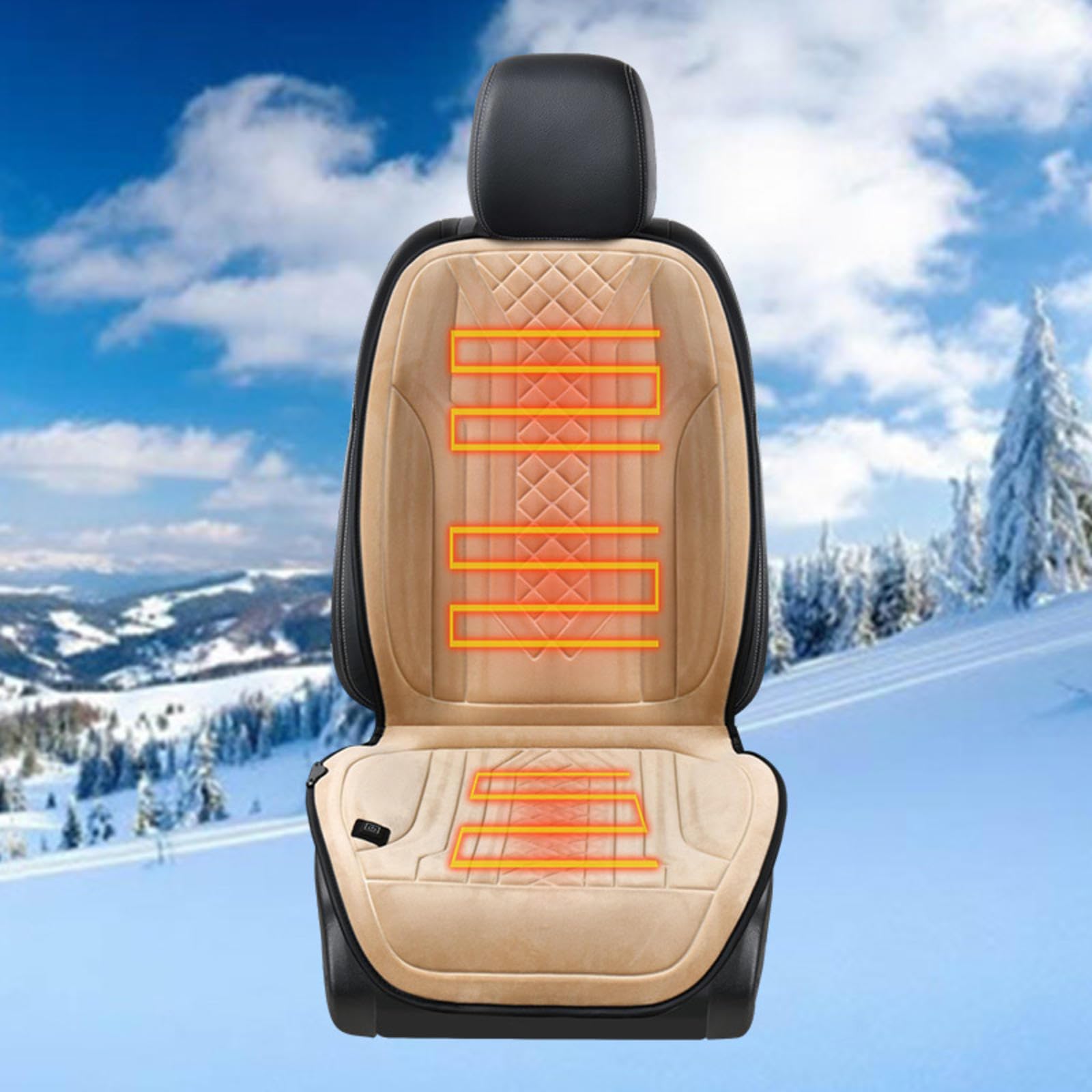 ErZhuiZi Auto Sitzheizung 12v Auflage Sitzauflage Auto Heizung Reguliert Heizdecke Auto 12v Sitzbezüge Sitzauflagen,beige-1seat von ErZhuiZi