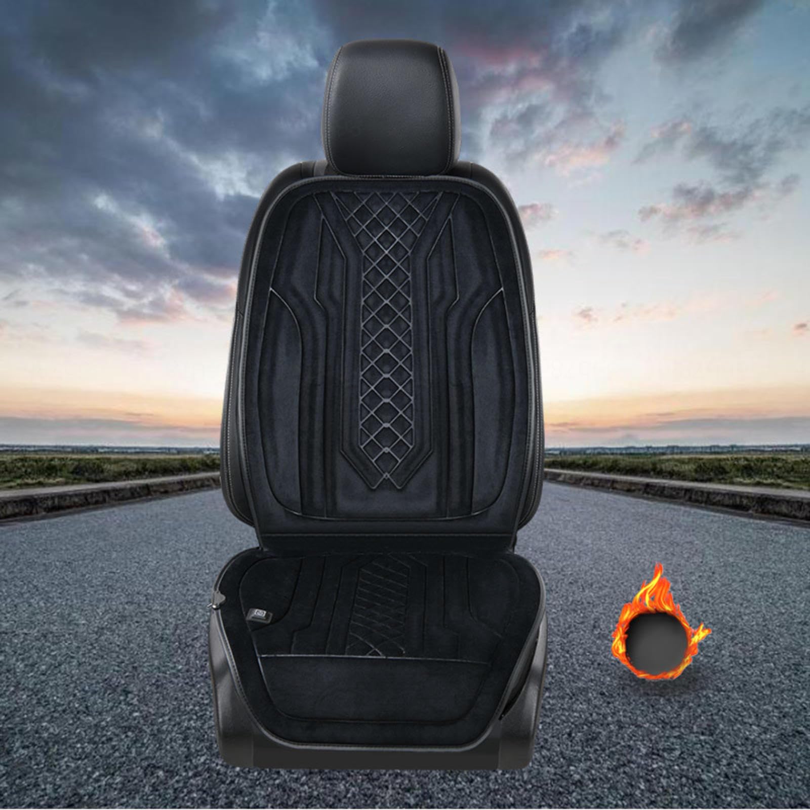 ErZhuiZi Auto Sitzheizung 12v Pkw Beheizbare Sitzauflage Auto Beheizbare Sitzauflage für Auto Sitzbezug Auto Vordersitze mit Sitzheizung,Black-1seat von ErZhuiZi