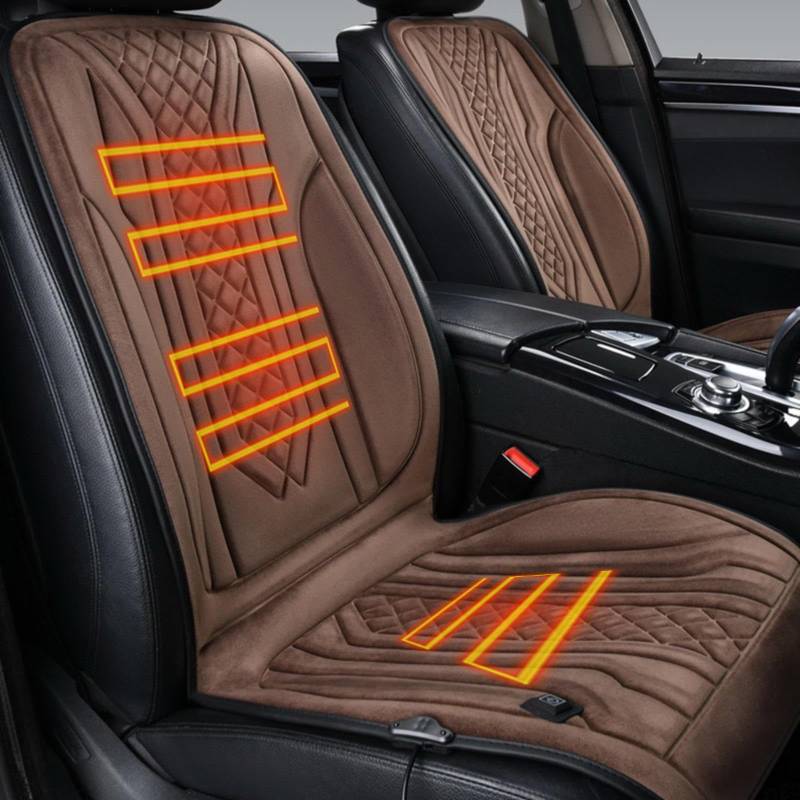 ErZhuiZi Auto Sitzheizung 12v Schwarz Doppelt Sitzauflage Auto Heizung Klein Sitzbezug Auto Vordersitze Sitzheizung Autositzkissen,brown-2seater von ErZhuiZi