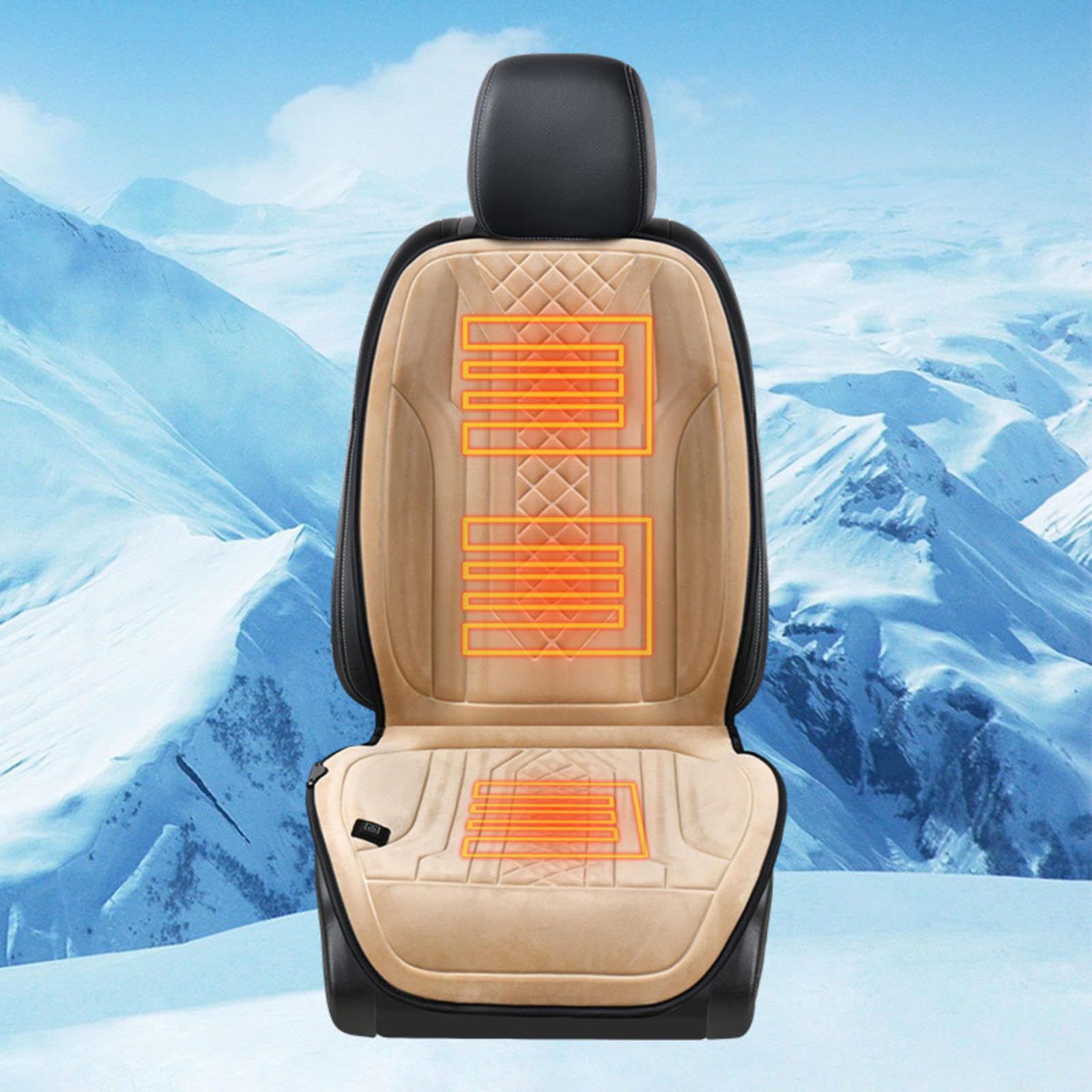 ErZhuiZi Auto Sitzheizung 12v Schwarz Sitzauflage mit Heizung Auto 12v Sitzbezug Auto Vordersitze Sitzheizung Autositzkissen,beige-1seat von ErZhuiZi