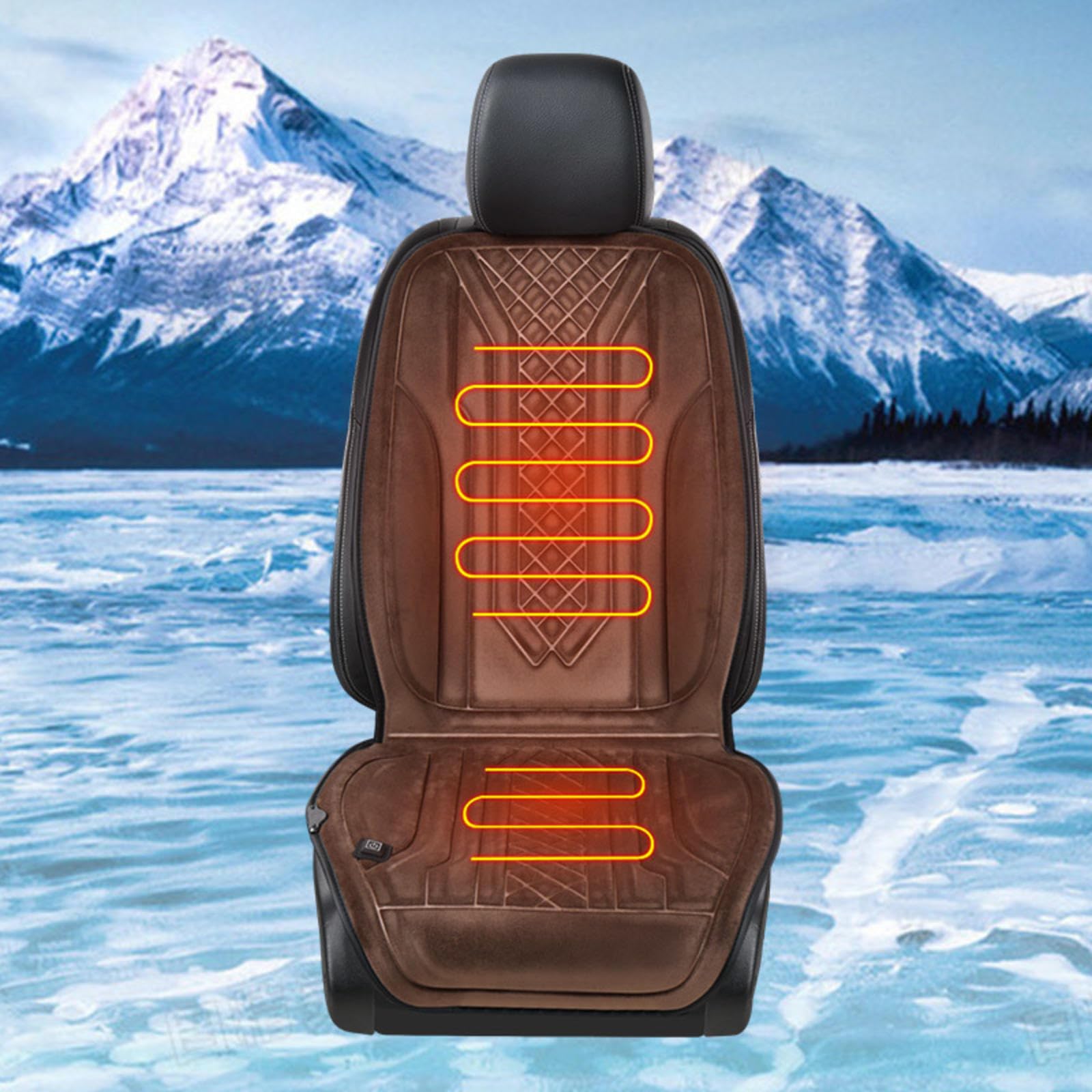 ErZhuiZi Auto Sitzheizung 12v Zigarettenanzünder Sitzauflage Auto Heizung Sitzbezug Auto Vordersitze Heizung Auto Heizung,brown-1seat von ErZhuiZi