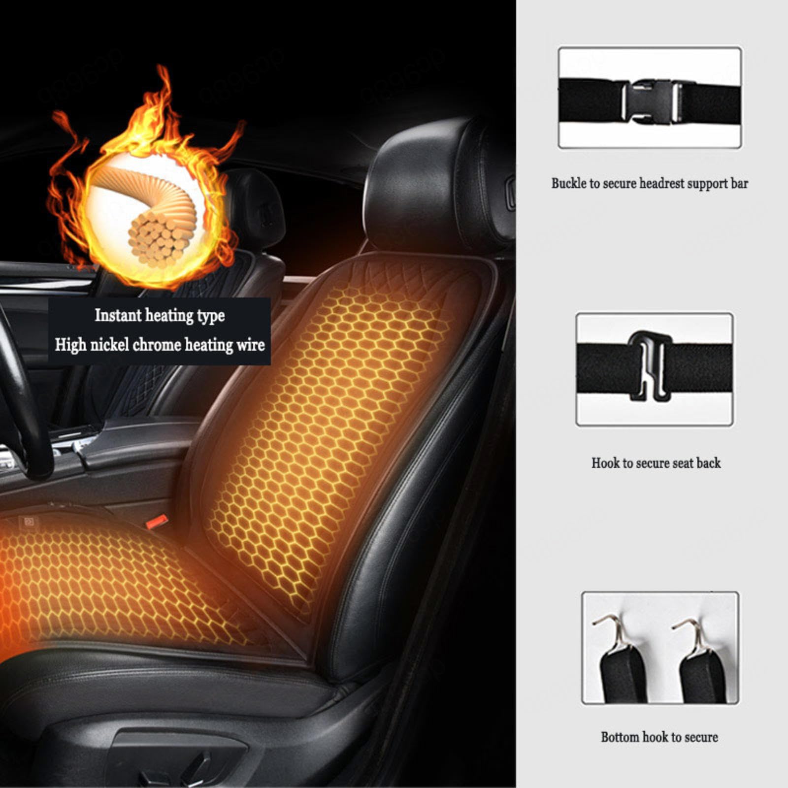 ErZhuiZi Auto Sitzheizung Auflage 12v Sitzauflage Auto Beheizbar Sitzbezug Auto Vordersitze Sitzheizung Car Seat Heater,Black-1seat von ErZhuiZi