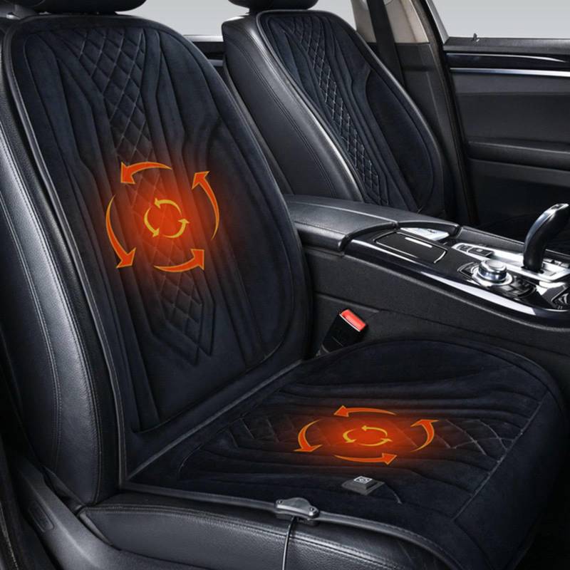 ErZhuiZi Auto Sitzheizung Auflage 12v Zigarettenanzünder Doppelt Beheizbare Sitzauflage Auto 12v Auto Beheizbare Sitzauflage Sitzbezüge Auto,Black-2seater von ErZhuiZi