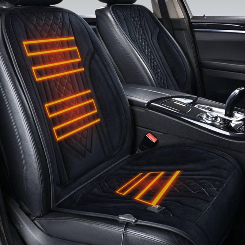 ErZhuiZi Auto Sitzheizung Auflage 12v Zigarettenanzünder Doppelt Beheizbare Sitzauflage Auto Sitzheizung Nachrüsten Set Sitzbezüge Auto,Black-2seater von ErZhuiZi