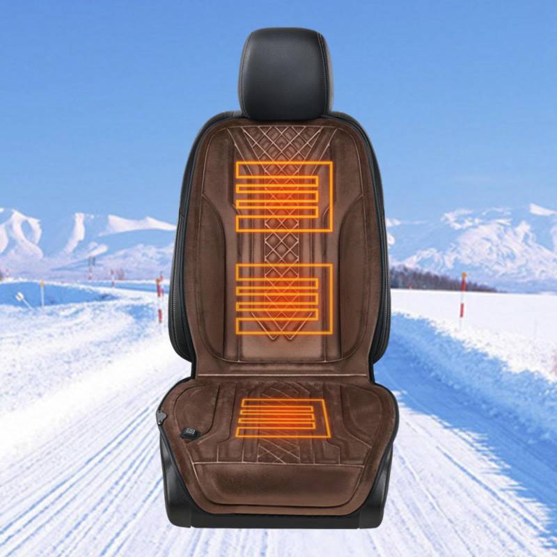 ErZhuiZi Auto Sitzheizung Auflage 12v Zigarettenanzünder Sitzauflage Auto Vordersitze Auto Beheizbare Sitzauflage Sitzbezug Heizung Auto Vordersitze,brown-1seat von ErZhuiZi