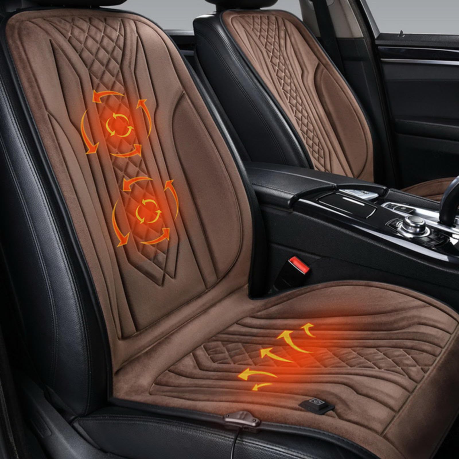 ErZhuiZi Auto Sitzheizung Auflage mit Drucksensor 2er Set Beheizbare Sitzauflage Auto 12v Sitzheizung Nachrüsten Auto 12v Heated Car Seat Covers,brown-2seater von ErZhuiZi