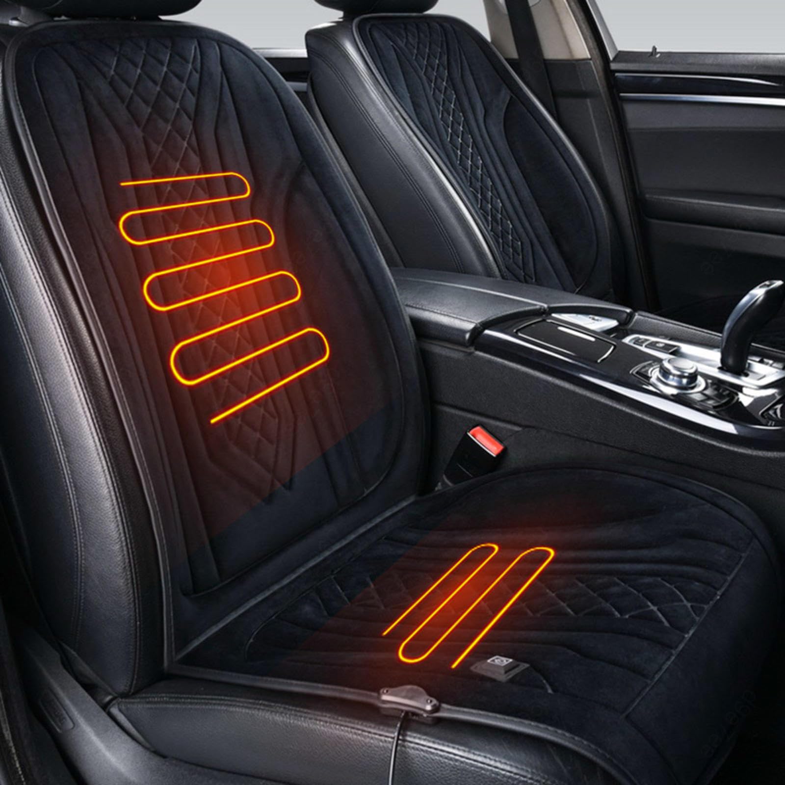 ErZhuiZi Auto Sitzheizung Auflage mit Drucksensor 2er Set Sitzauflage Auto Warm Sitzheizung Nachrüsten Auto Beheizbare Autositzauflage,Black-2seater von ErZhuiZi