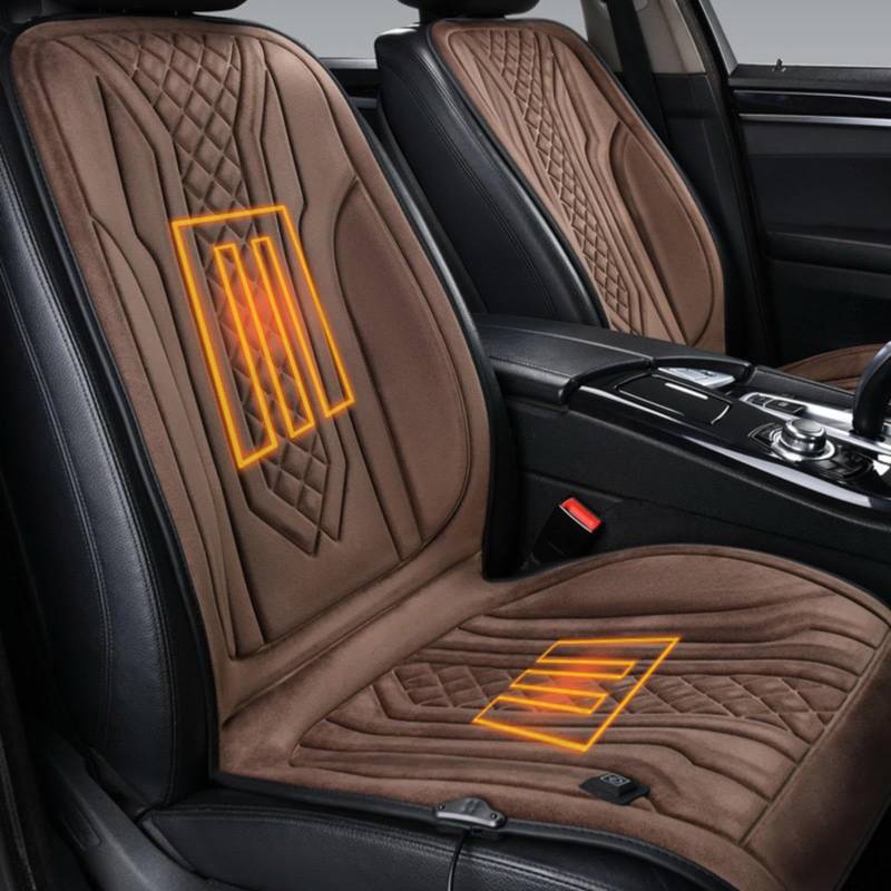 ErZhuiZi Auto Sitzheizung Auflage mit Drucksensor Doppelt Beheizbare Sitzauflage Auto Auto Sitzauflagen Warm Heizauflage Autositz,brown-2seater von ErZhuiZi