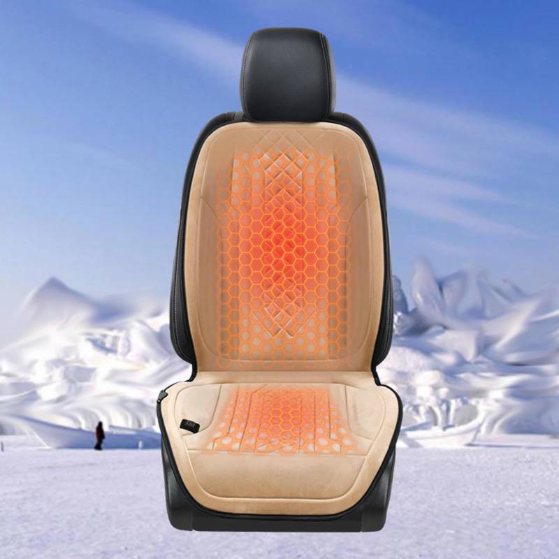 ErZhuiZi Auto Sitzheizung Auflage mit Drucksensor Sitzauflage mit Heizung Auto Sitzbezug Auto Vordersitze Heizung Adapter Zigarettenanzünder Steckdose,beige-1seat von ErZhuiZi