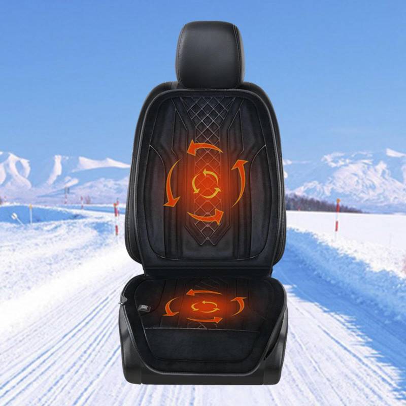 ErZhuiZi Auto Sitzheizung Zum Nachrüsten Beheizbare Sitzauflage Auto 12v Sitzbezug Heizung Auto Vordersitze USB Autositzbezüge Vordersitze,Black-1seat von ErZhuiZi