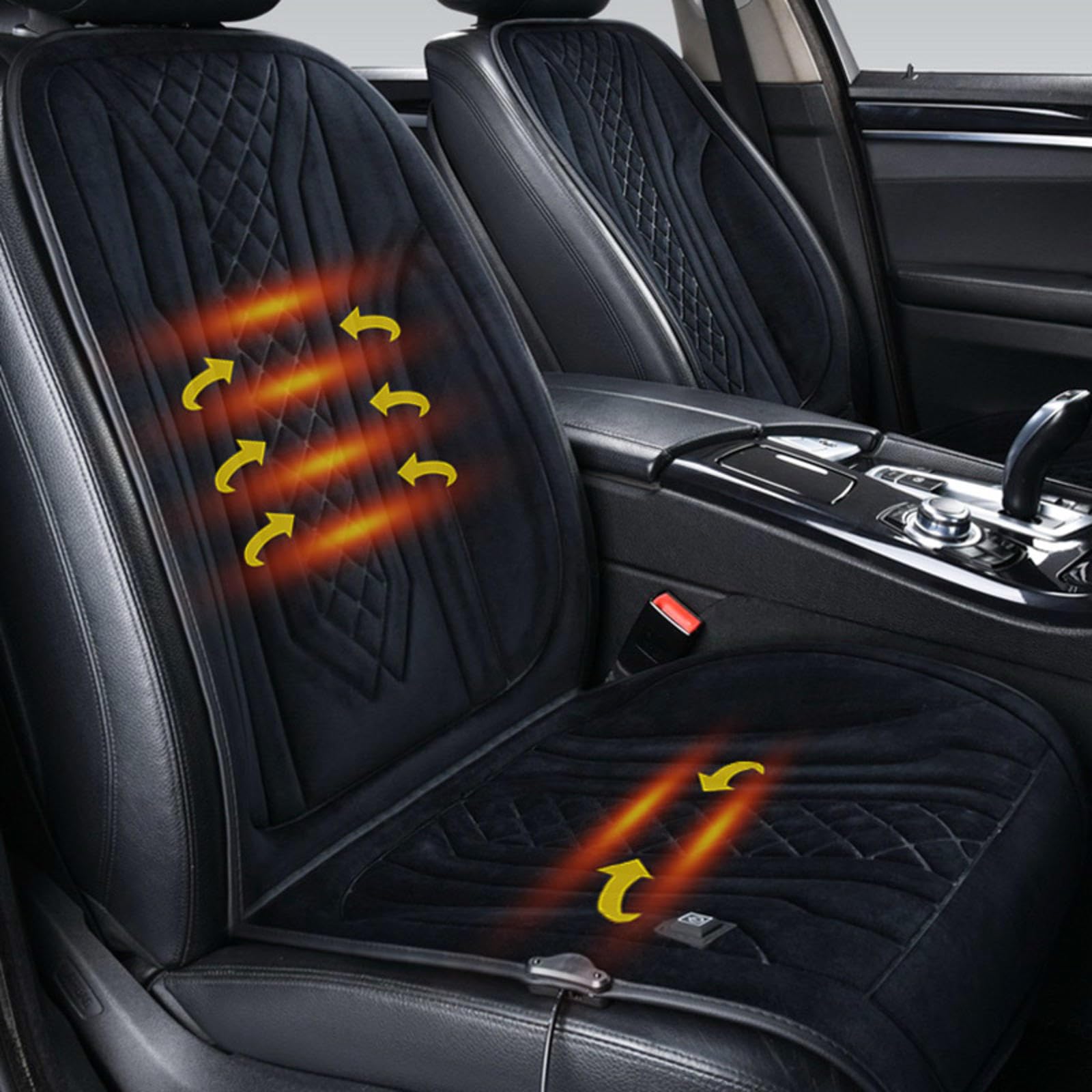 ErZhuiZi Auto Sitzheizung Zum Nachrüsten Doppel Sitzauflage Auto Beheizbar Sitzheizung Nachrüsten Auto 12v Heated Car Seat Covers,Black-2seater von ErZhuiZi