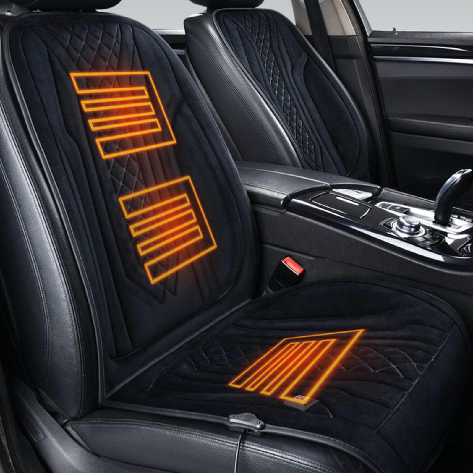 ErZhuiZi Auto Sitzheizung Zum Nachrüsten Set 2er Set Sitzauflage Auto Heizung Reguliert Beheizbare Sitzauflage für Auto Cars Sitzauflage mit Heizung,Black-2seater von ErZhuiZi