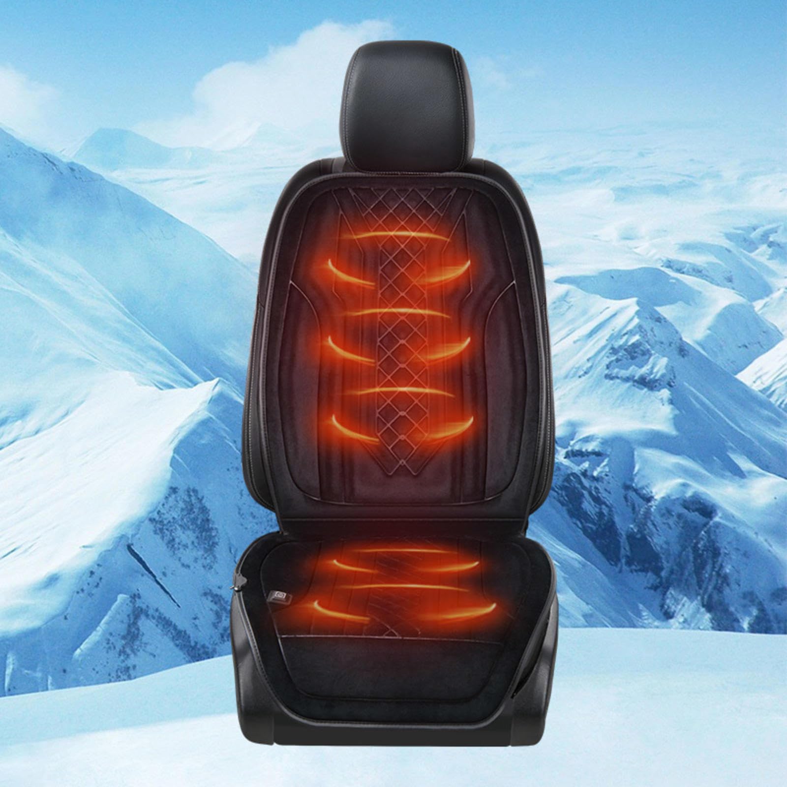 ErZhuiZi Auto Sitzheizung Zum Nachrüsten Set Sitzauflage Auto Warm Sitzbezug Auto Vordersitze Heizung Sitzbezüge Auto Vordersitze Rückenlehne,Black-1seat von ErZhuiZi