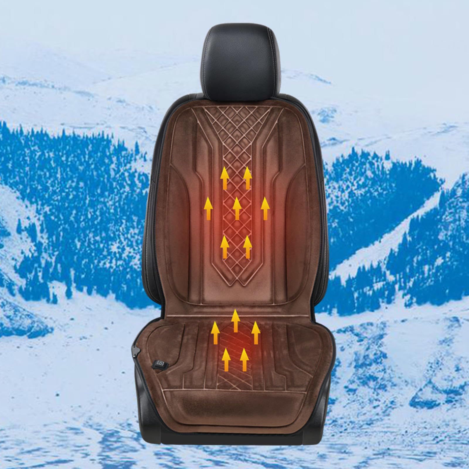 ErZhuiZi Auto Sitzheizung Zum Nachrüsten Sitzauflage mit Heizung Auto Sitzbezug Auto Vordersitze Car Seat Cover,brown-1seat von ErZhuiZi