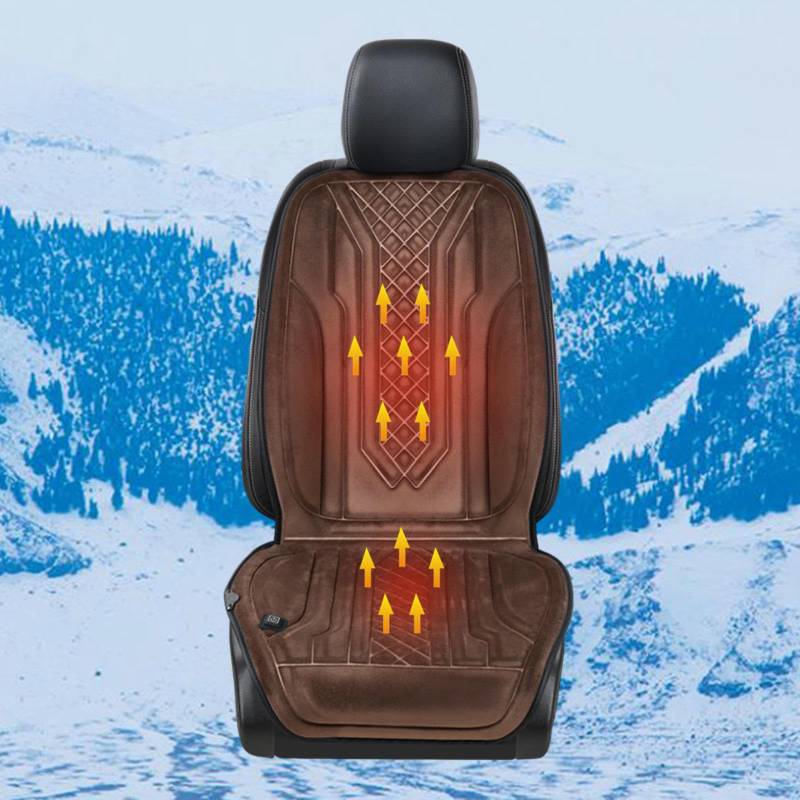 ErZhuiZi Auto Sitzheizung Zum Nachrüsten Sitzauflage mit Heizung Auto Sitzbezug Auto Vordersitze Car Seat Cover,brown-1seat von ErZhuiZi