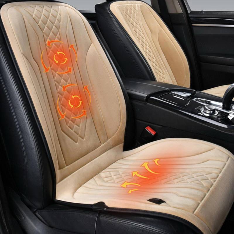 ErZhuiZi Sitzheizung 12v Auflage 2er Set Sitzauflage Auto Warm Sitzbezug Heizung Auto Vordersitze USB Beheizbare Autositzauflage,beige-2seater von ErZhuiZi