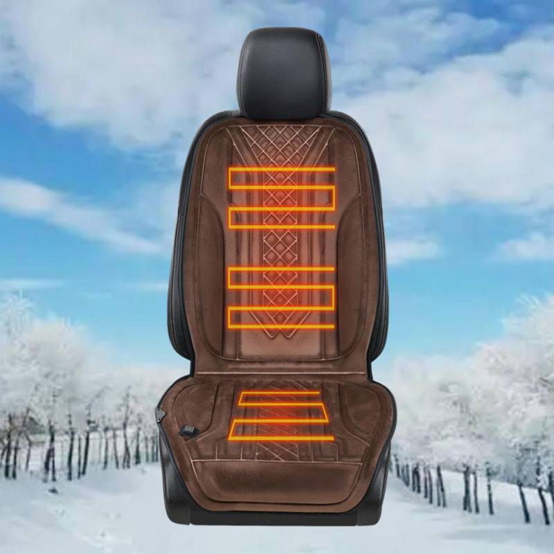 ErZhuiZi Sitzheizung 12v Auflage Sitzauflage Auto Winter Auto Beheizbare Sitzauflage Car Seat Cover,brown-1seat von ErZhuiZi