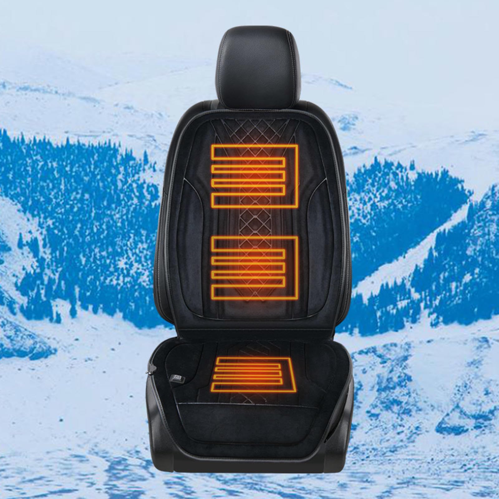 ErZhuiZi Sitzheizung Auflage Auto Sitzauflage Auto Heizung Klein Auto Sitzauflagen Vorne Heated Car Seat Covers,Black-1seat von ErZhuiZi