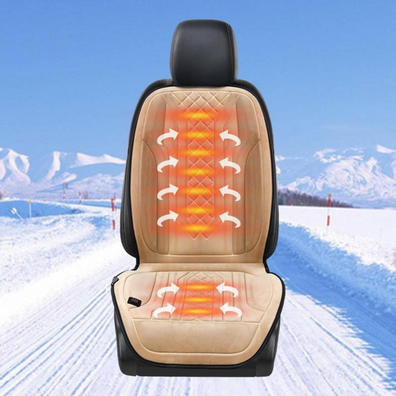 ErZhuiZi Sitzheizung Auflage Auto Sitzauflage Auto Vordersitze Sitzbezug Auto Vordersitze Sitzkissen Auto,beige-1seat von ErZhuiZi