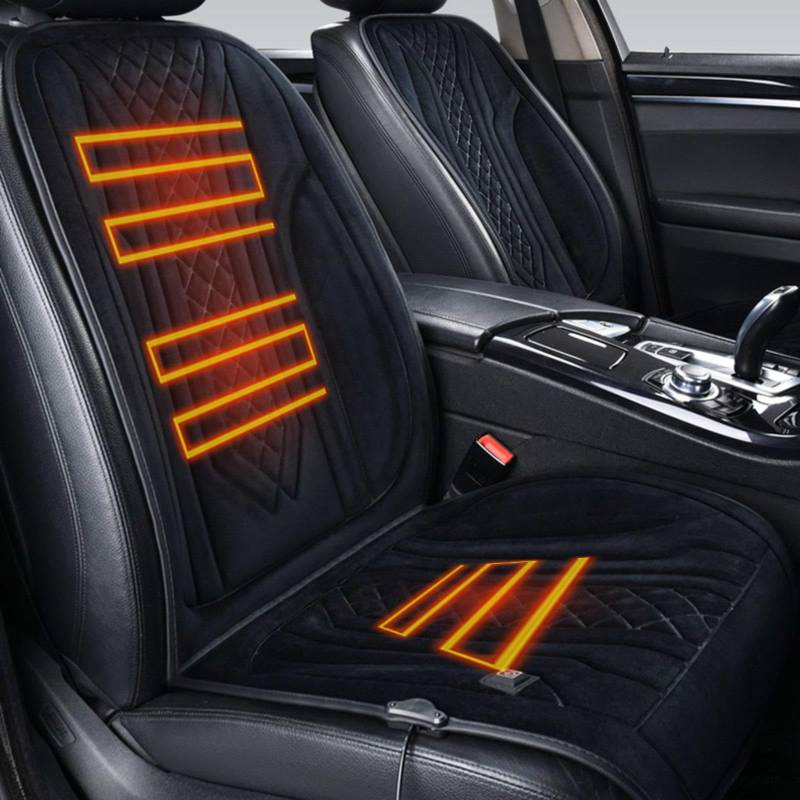 ErZhuiZi Sitzheizung Auto 12v 2er Set Sitzauflage Heizung Auto 12v Auto Sitzauflagen Komplett Sitzbezüge Sitzauflagen,Black-2seater von ErZhuiZi