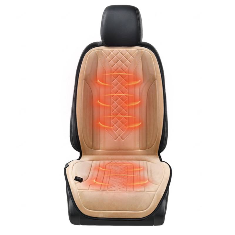 ErZhuiZi Sitzheizung Auto 12v Sitzauflage Auto Heizung Zigarettenanzünder Auto Sitzauflagen Warm Sitzbezug Auto Vordersitze für Sitzheizung,beige-1seat von ErZhuiZi