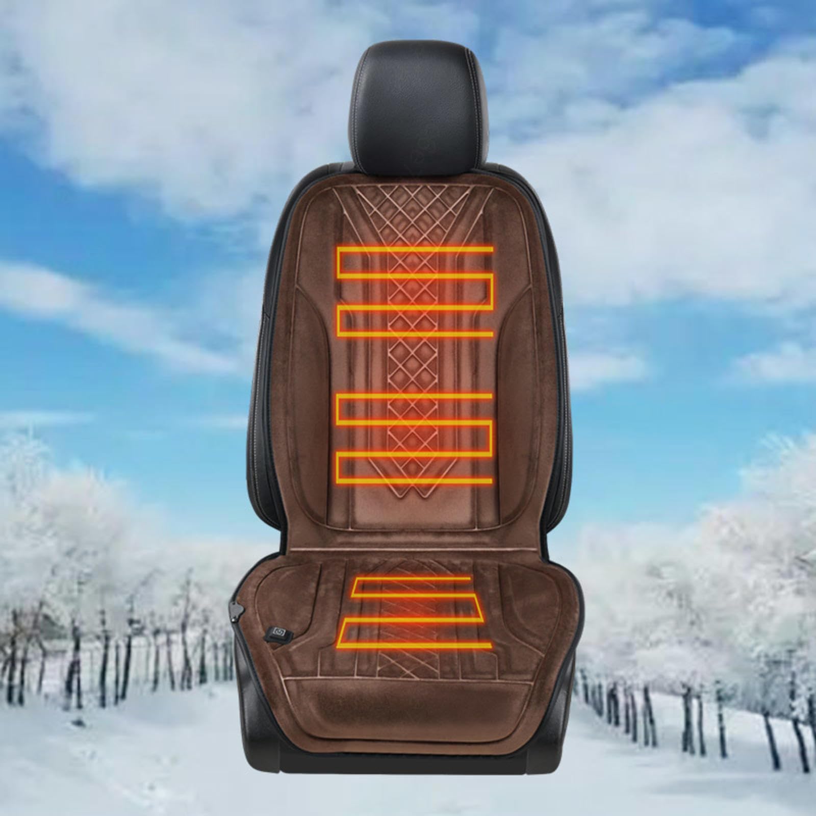 ErZhuiZi Sitzheizung Auto Auflage 12v Beheizbare Sitzauflage Auto 12v Auto Sitzauflagen Warm Autositzauflage,brown-1seat von ErZhuiZi