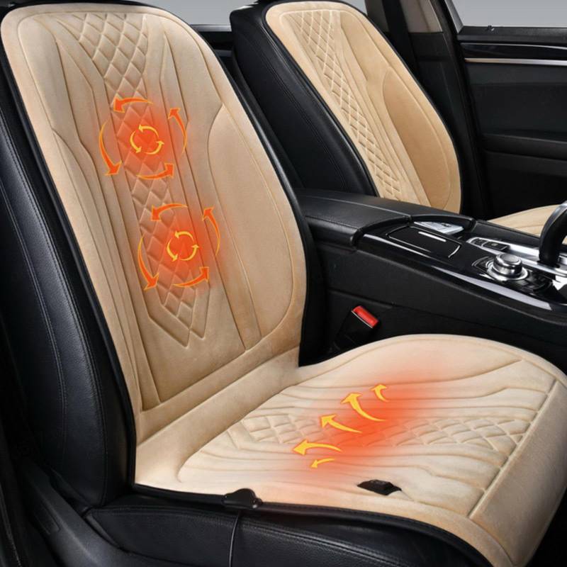 ErZhuiZi Sitzheizung Auto Auflage 12v Fahrersitz Doppelt Beheizbare Sitzauflage Auto Sitzkissen Beheizbar Auto Car Seat Heater,beige-2seater von ErZhuiZi