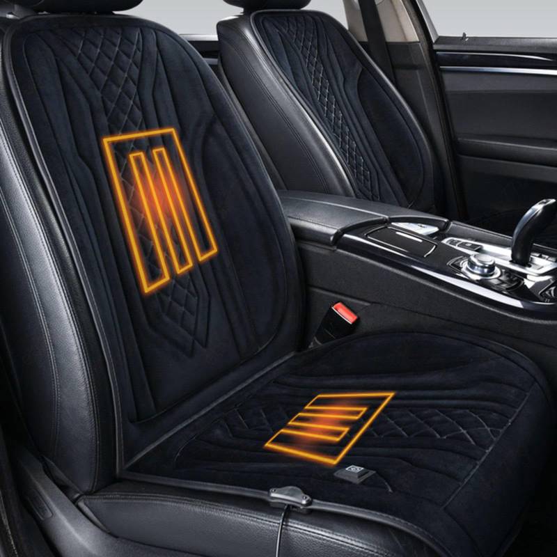 ErZhuiZi Sitzheizung Auto Auflage 12v Zigarettenanzünder Doppel Beheizbare Sitzauflage Auto 12v Auto Sitzauflagen Vorne Heated Car Seat Covers,Black-2seater von ErZhuiZi