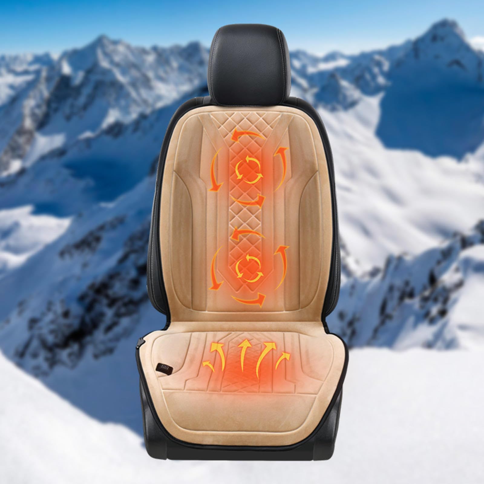 ErZhuiZi Sitzheizung Auto Auflage 12v Zigarettenanzünder Sitzauflage Auto Heizung Reguliert Auto Sitzauflagen Warm Pkw Sitzheizung,beige-1seat von ErZhuiZi