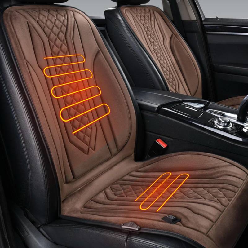 ErZhuiZi Sitzheizung Auto Nachrüsten Doppelt Sitzauflage Heizung Auto 12v Sitzheizung Nachrüsten Auto 12v Sitzkissen Auto Vordersitze Sitzbezug,brown-2seater von ErZhuiZi