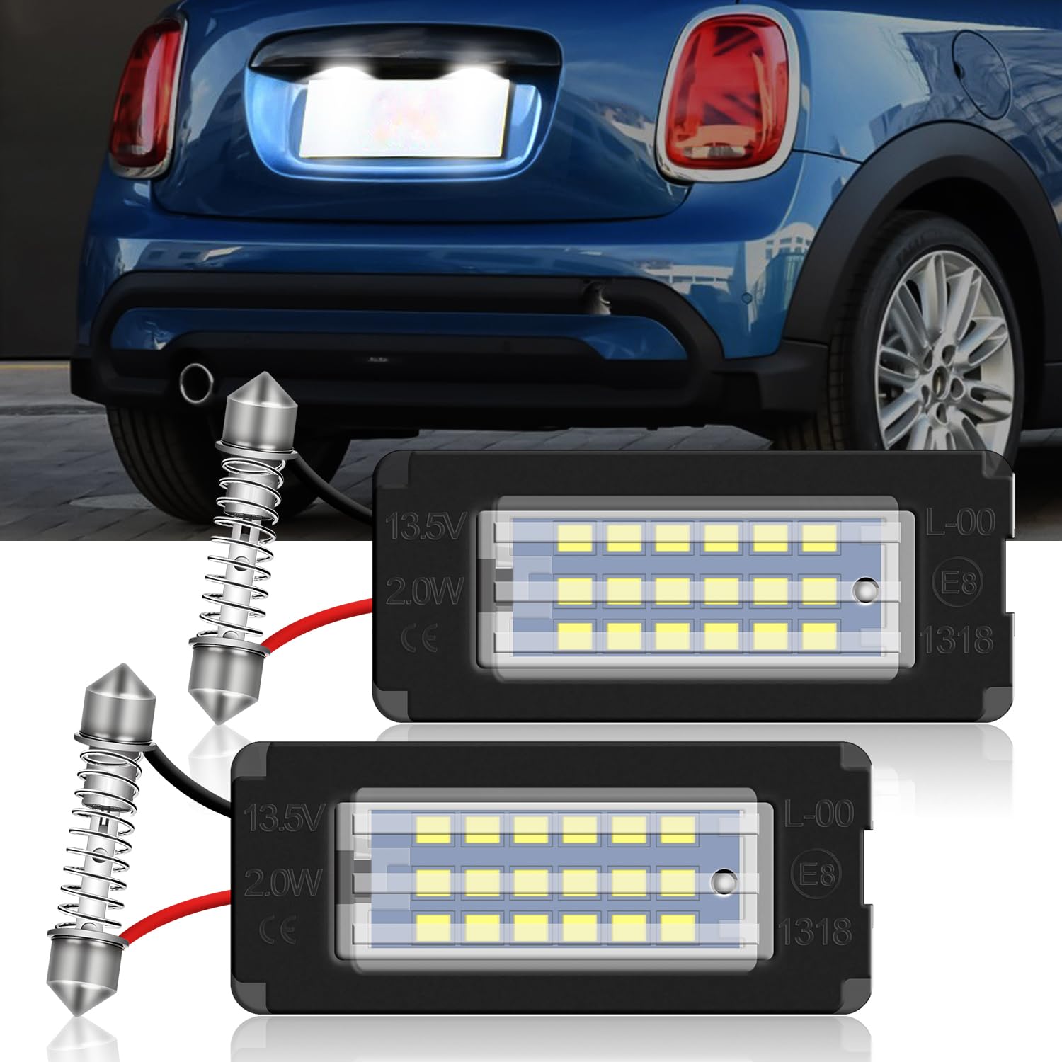 Erato LED Kennzeichenbeleuchtung, CanBus, fehlerfrei, für Mini Cooper R56/R57/R58/R59, wasserdicht, energiesparend von Erato