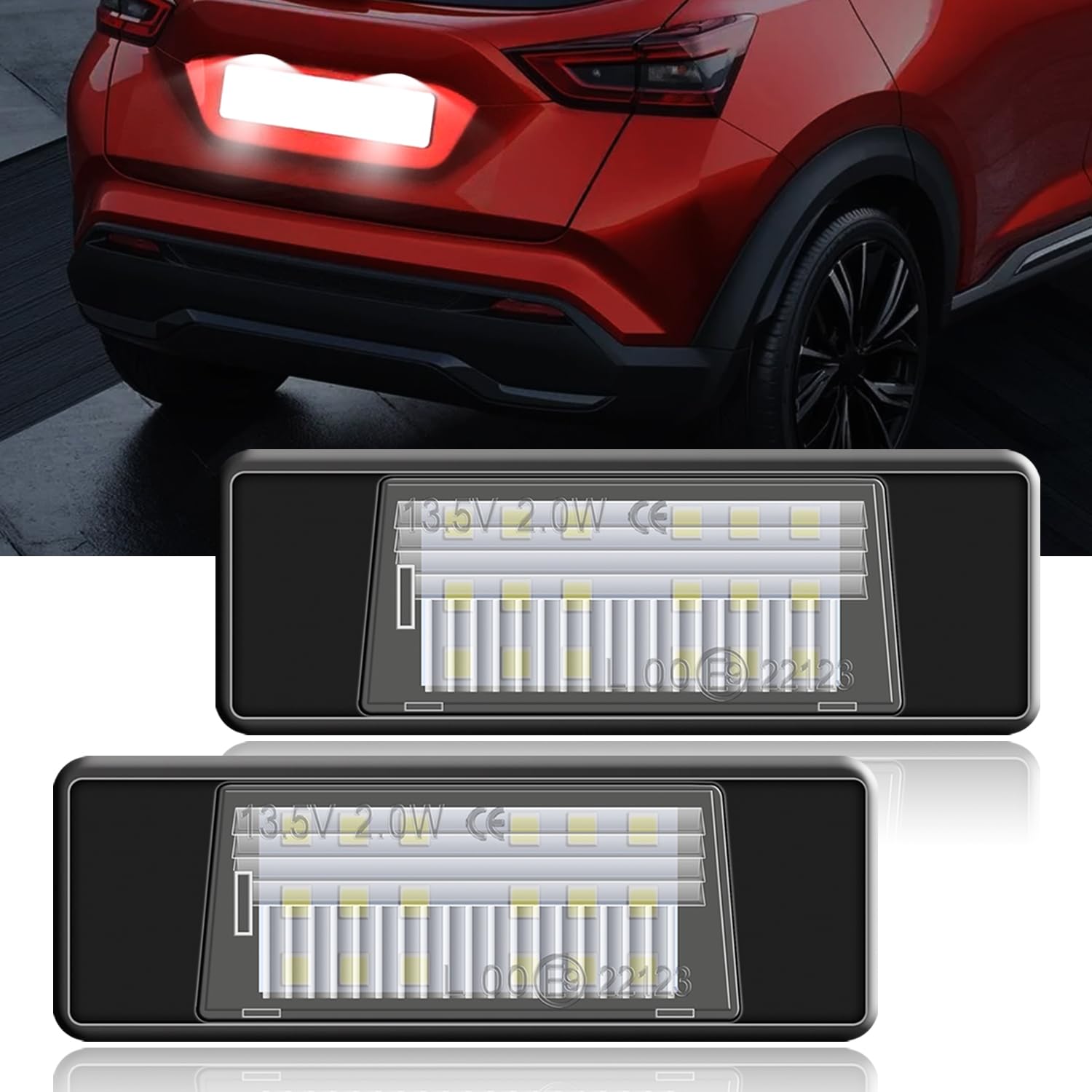 Erato LED-Kennzeichenbeleuchtung, CanBus fehlerfrei, kompatibel mit X-Trail T31 Qashqai J10 J11 Juke F15 NP300 Navara D23 Note E12 Q50 usw von Erato