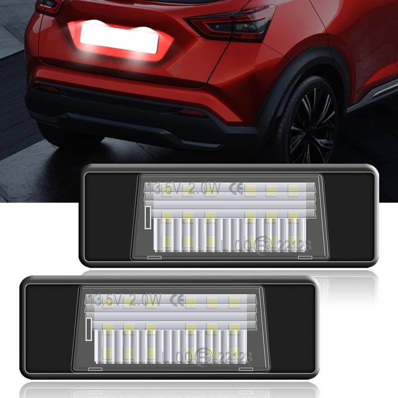 Erato LED Kennzeichenbeleuchtung, CanBus fehlerfrei, für X-Trail T31 Qashqai J10 J11 Juke F15 NP300 Navara D23 Note E12 Q50 etc von Erato