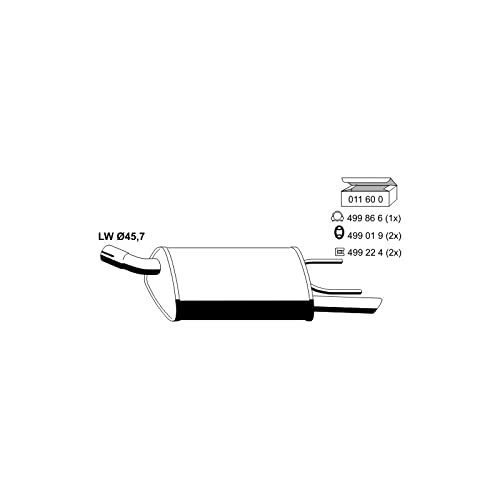 Auspuff Endschalldämpfer Auspuffanlage Endtopf original ERNST (011006) 730mm von ERNST