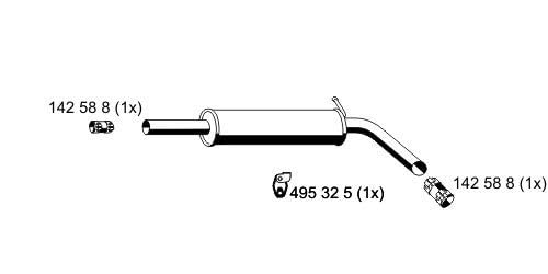 Mittelschalldämpfer Auspuff Mitteltopf original ERNST (645003) Länge: 880mm von Ernst