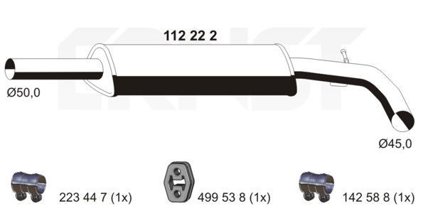 Mittelschalldämpfer Ernst 112222 von Ernst