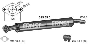 Mittelschalldämpfer Ernst 315050 von Ernst