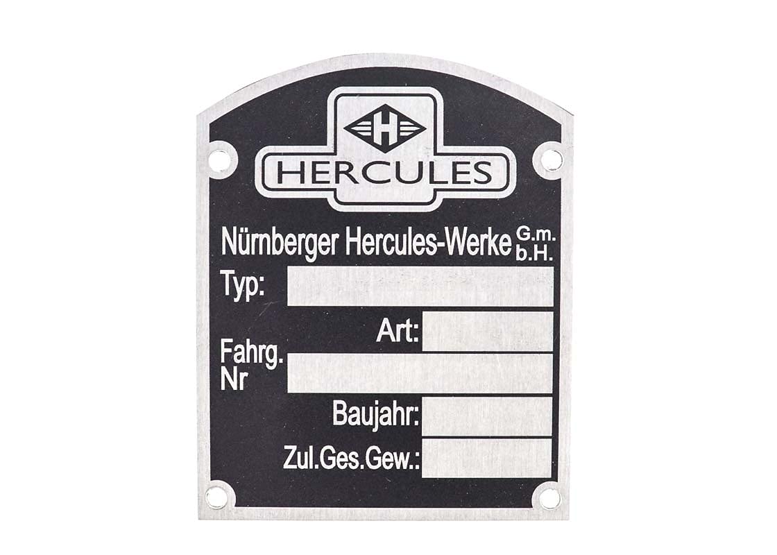 Typenschild (groß) für Hercules von MMM