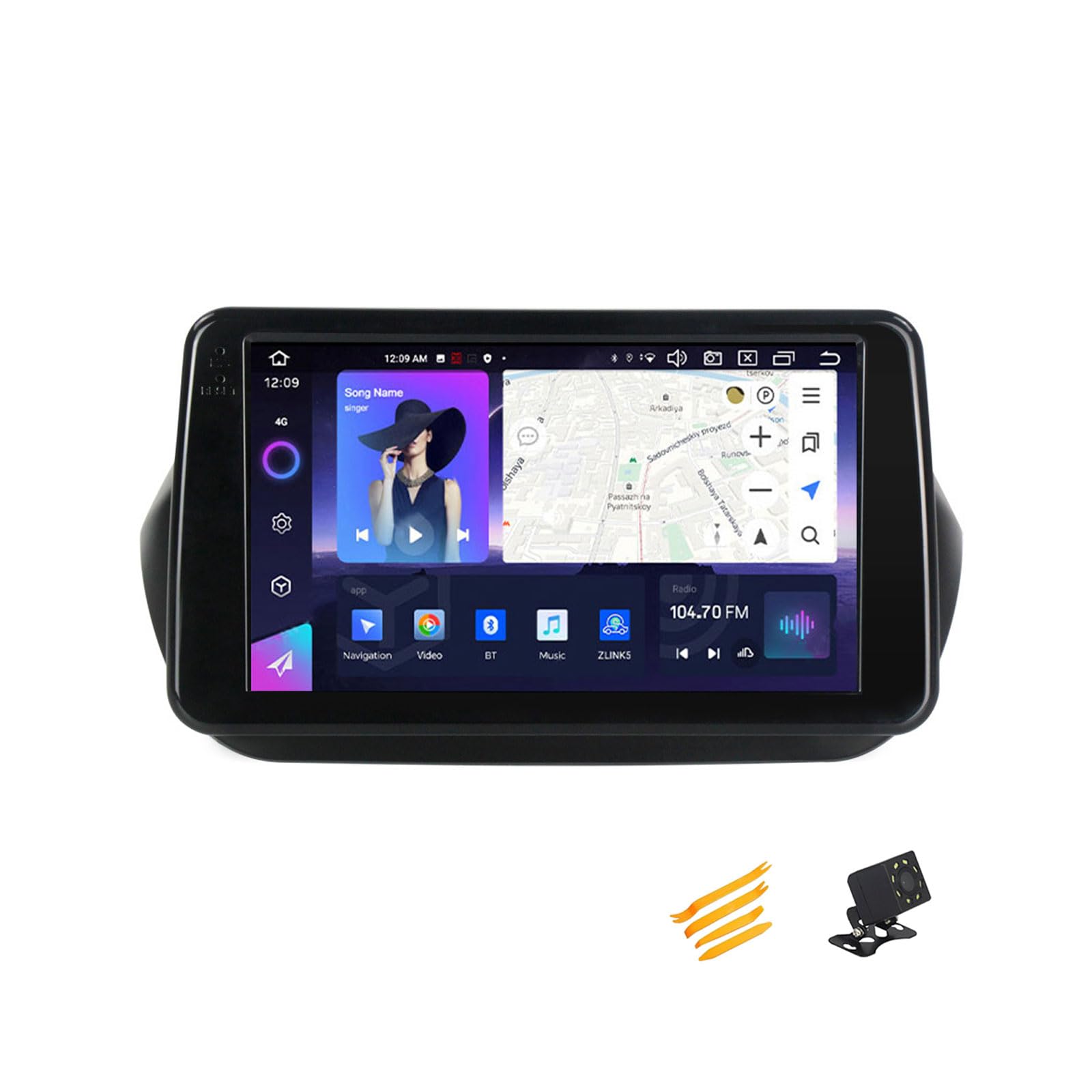 Android 13 Autoradio Bluetooth 2 DIN Kompatibel Mit Fiat Fiorino Qubo 2008~2017 Autoradio Touchscreen 9 Zoll QLED-Display Mit Car Play Android Auto Navigation Radio FM RDS SWC,8 Core NF3 2G+32G von EsaSam