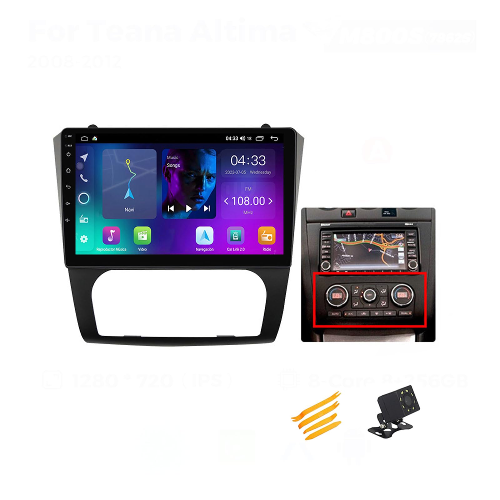 Android 13 Autoradio Bluetooth 2 DIN Kompatibel Mit Nissan Teana Altima 2008~2012 Autoradio Touchscreen 9 Zoll QLED-Display Mit Car Play Android Auto Navigation Radio FM RDS SWC,A,4 Core NF1 1G+32G von EsaSam