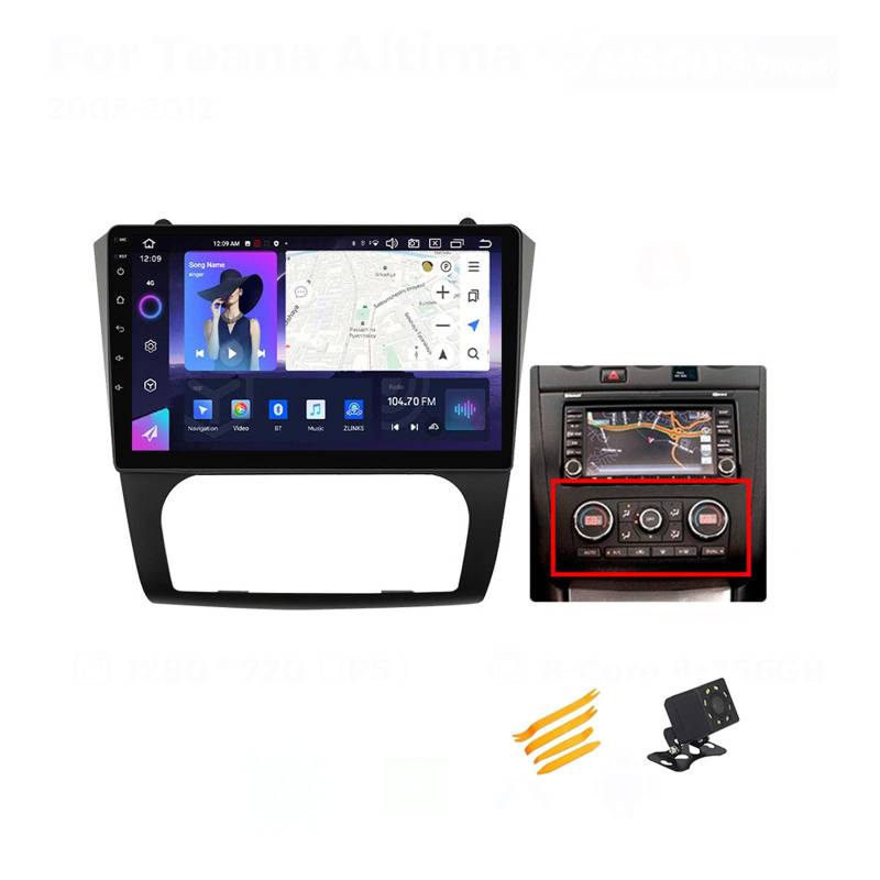 Android 13 Autoradio Bluetooth 2 DIN Kompatibel Mit Nissan Teana Altima 2008~2012 Autoradio Touchscreen 9 Zoll QLED-Display Mit Car Play Android Auto Navigation Radio FM RDS SWC,A,8 Core NF4 4G+64G von EsaSam