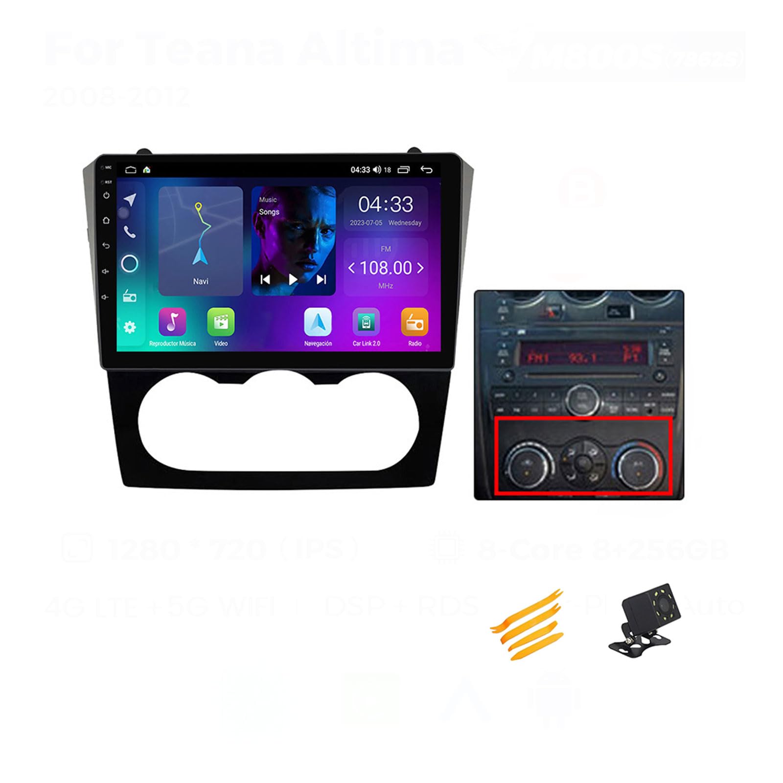 Android 13 Autoradio Bluetooth 2 DIN Kompatibel Mit Nissan Teana Altima 2008~2012 Autoradio Touchscreen 9 Zoll QLED-Display Mit Car Play Android Auto Navigation Radio FM RDS SWC,B,4 Core NF2 2G+32G von EsaSam