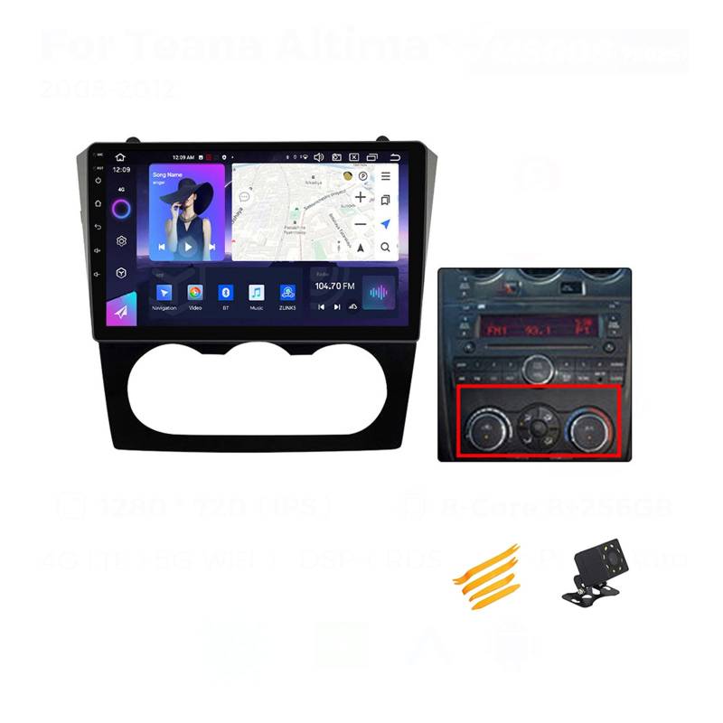 Android 13 Autoradio Bluetooth 2 DIN Kompatibel Mit Nissan Teana Altima 2008~2012 Autoradio Touchscreen 9 Zoll QLED-Display Mit Car Play Android Auto Navigation Radio FM RDS SWC,B,8 Core NF3 2G+32G von EsaSam