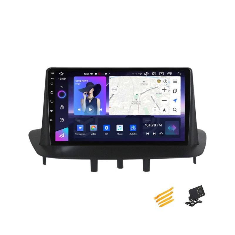 Android 13 Autoradio Bluetooth 2 DIN Kompatibel Mit Renault Megane 3 2008~2014 Autoradio Touchscreen 9 Zoll QLED-Display Mit Car Play Android Auto Navigation Radio FM RDS SWC,8 Core NF6 8G+128G von EsaSam