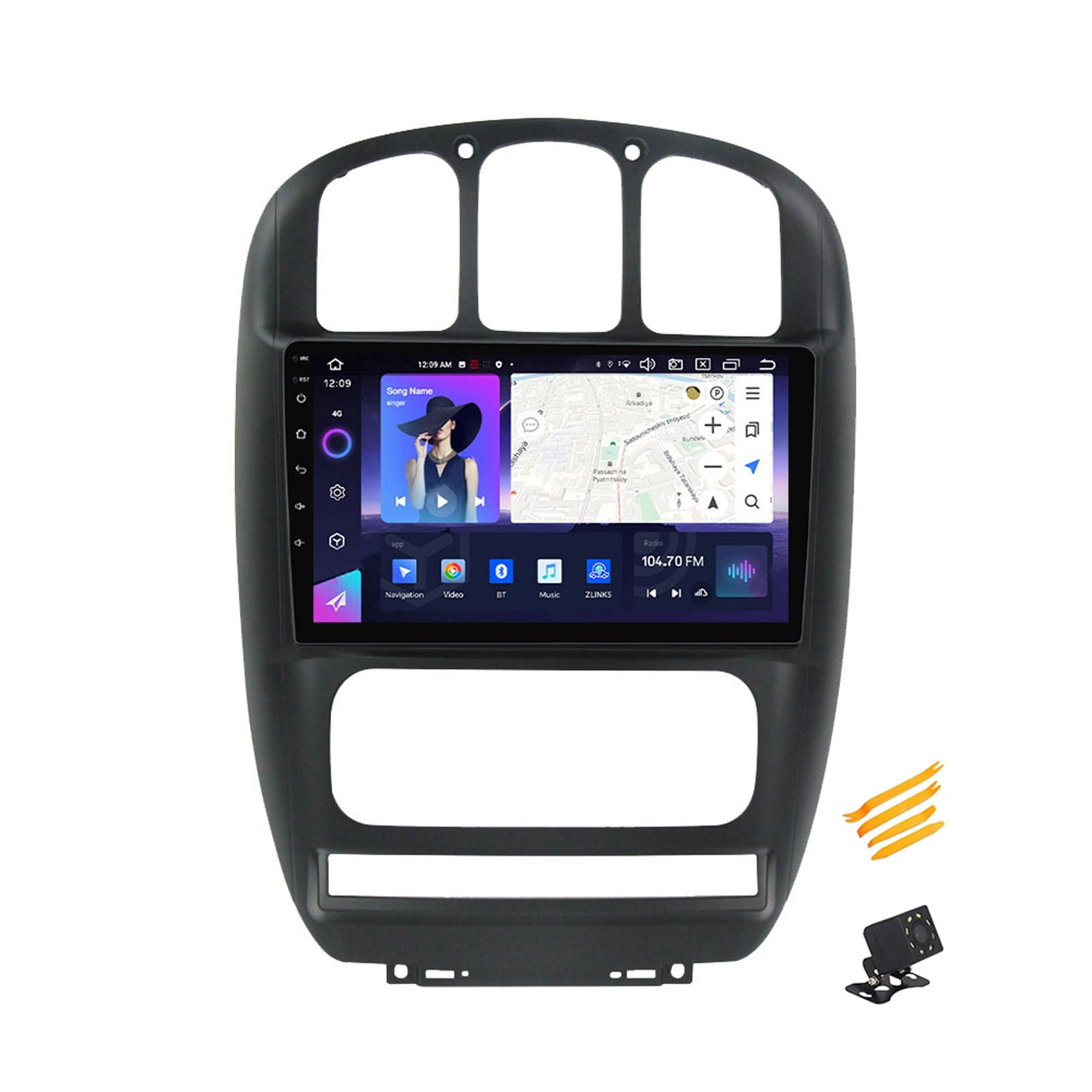 EsaSam Android 13 Autoradio Bluetooth 2 DIN Kompatibel Mit Dodge Caravan 2000~2007 Autoradio Touchscreen 9 Zoll QLED-Display Mit Car Play Android Auto Navigation Radio FM RDS SWC,8 Core NF7 8G+256G von EsaSam