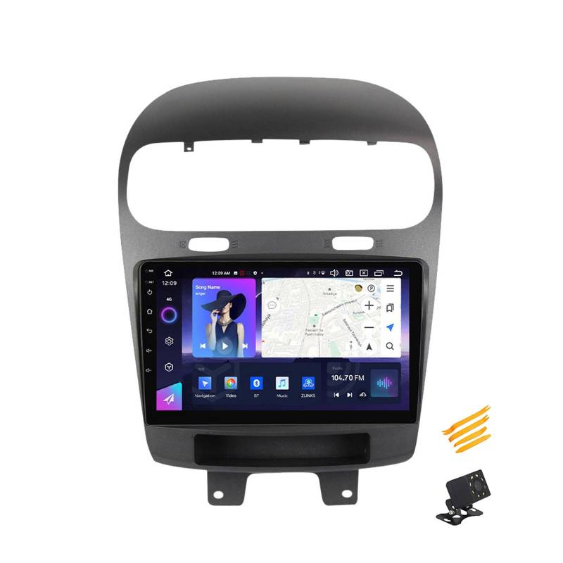 EsaSam Android 13 Autoradio Bluetooth 2 DIN Kompatibel Mit Dodge Journey 2011~2020 Autoradio Touchscreen 9 Zoll QLED-Display Mit Car Play Android Auto Navigation Radio FM RDS SWC,8 Core NF4 4G+64G von EsaSam