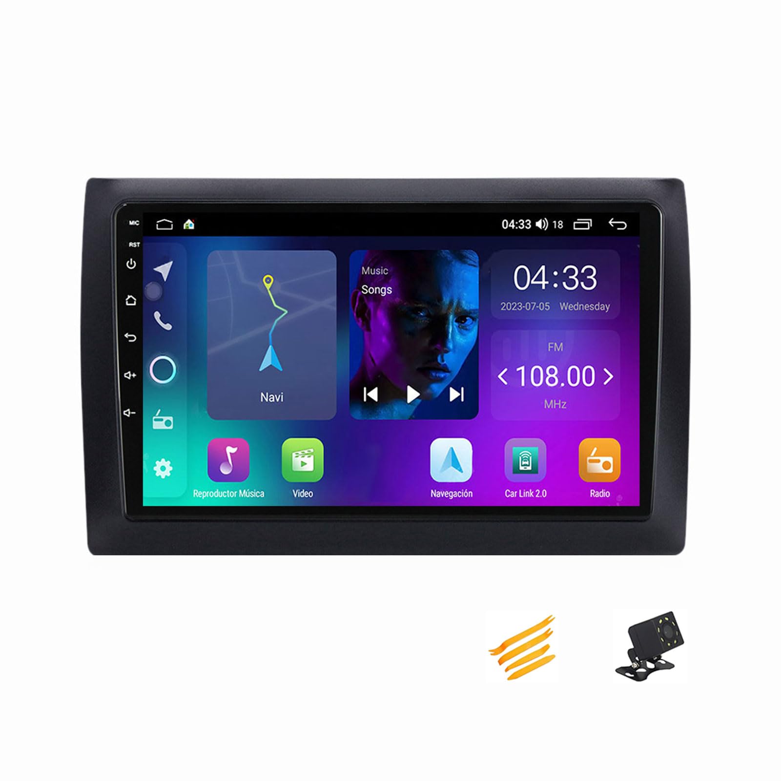 EsaSam Android 13 Autoradio Bluetooth 2 DIN Kompatibel Mit FIAT Stilo 2010 Autoradio Touchscreen 9 Zoll QLED-Display Mit Car Play Android Auto Navigation Radio FM RDS SWC,4 Core NF2 2G+32G von EsaSam