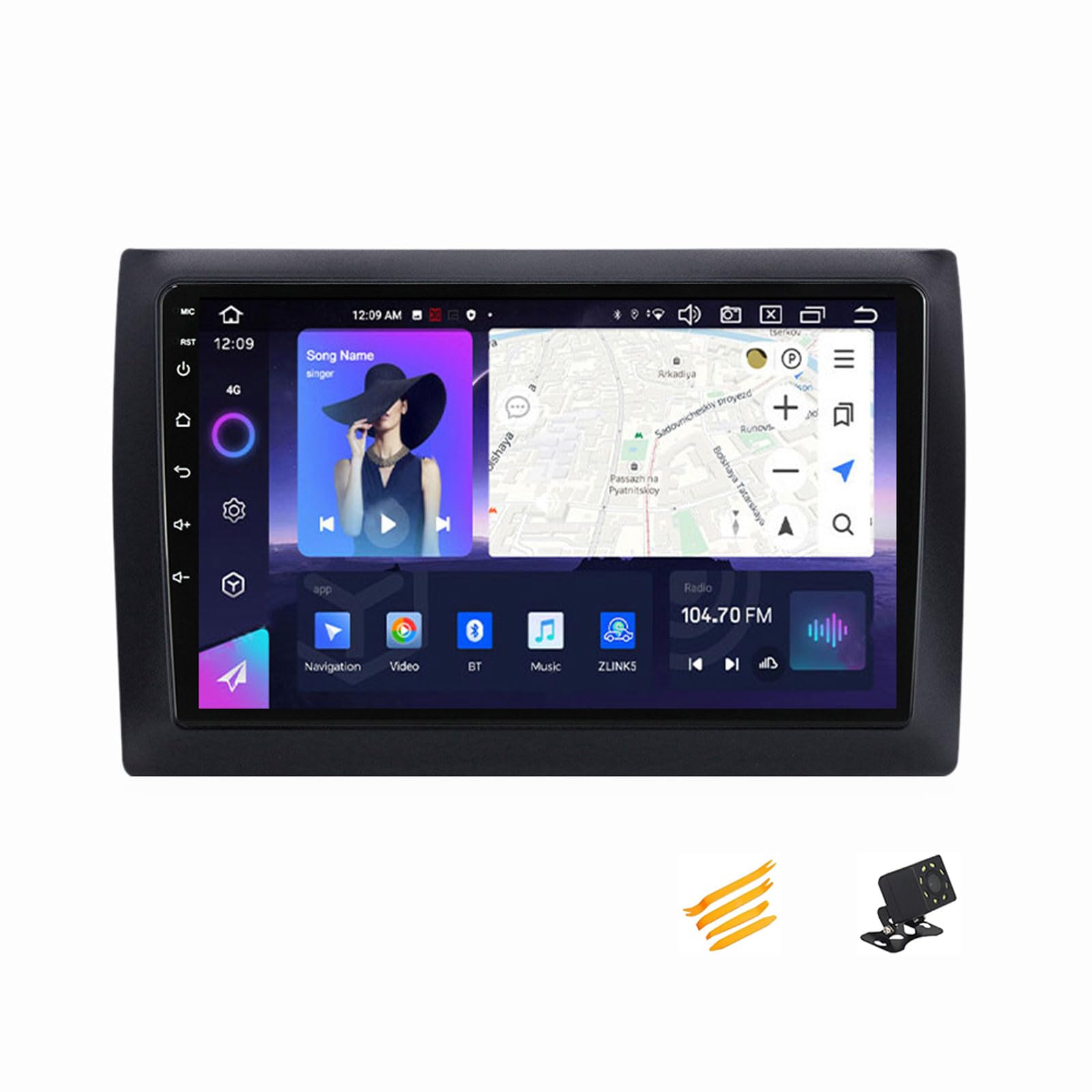 EsaSam Android 13 Autoradio Bluetooth 2 DIN Kompatibel Mit FIAT Stilo 2010 Autoradio Touchscreen 9 Zoll QLED-Display Mit Car Play Android Auto Navigation Radio FM RDS SWC,8 Core NF5 4G+64G von EsaSam