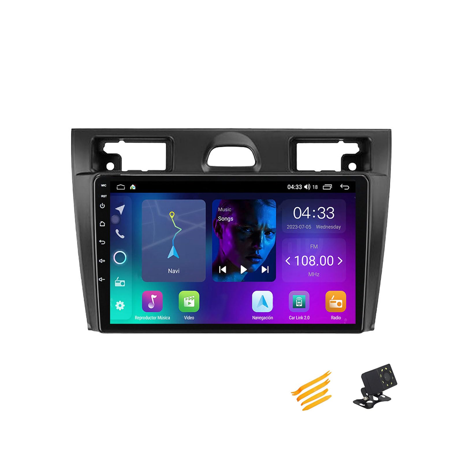 EsaSam Android 13 Autoradio Bluetooth 2 DIN Kompatibel Mit Ford Fiesta Mk5 2002~2008 Autoradio Touchscreen 9 Zoll QLED-Display Mit Car Play Android Auto Navigation Radio FM RDS SWC,4 Core NF2 2G+32G von EsaSam